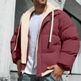 thumbnail image 1 of Maoxin Mens Jacket Men's Solid Color Thick Dake TwoLayer Windproof Pocket Zipper Hooded Outdoor Jacket Jackets for Men , Wine , L, 1 of 6