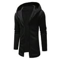 thumbnail image 1 of Maoxin Mens Jacket Men's Solid Color Zipper Pocket With Velvet Long Sleeved Hooded Casual Jacket Jacket Coats , Black , 2XL, 1 of 4