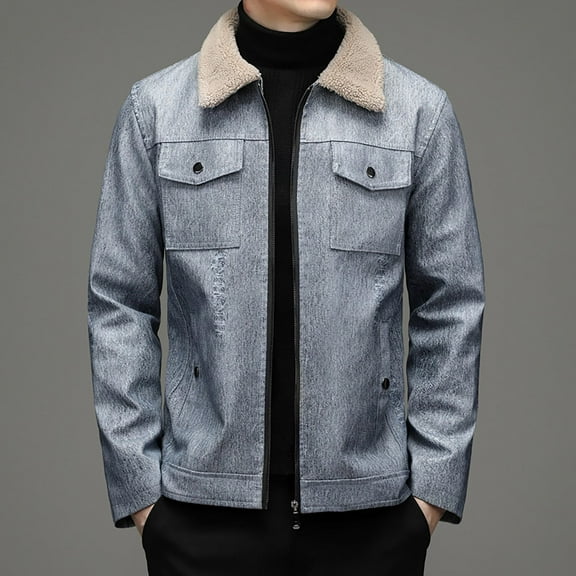 Maoxin Mens Jacket Men's Stitching Drawstring Hooded Slim Fashion Jacket Coat Outwear Blue L
