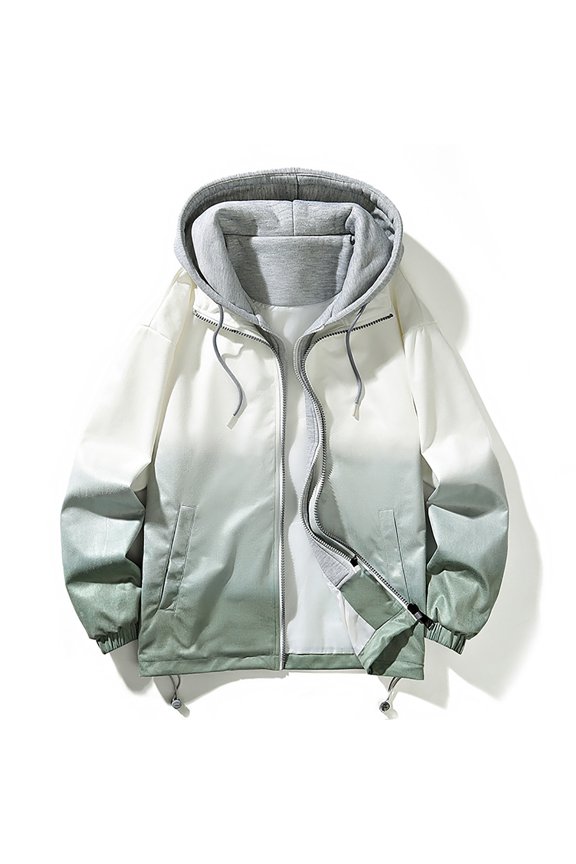 Mens Jacket Men's Stitching Drawstring Hooded Slim Fashion Jacket Coat Outwear Jackets for Men , Army Green , 3XL