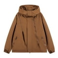 thumbnail image 1 of Maoxin Mens Jacket Men's Stitching Drawstring Hooded Slim Fashion Jacket Coat Outwear Jackets for Men , Coffee , 2XL, 1 of 4