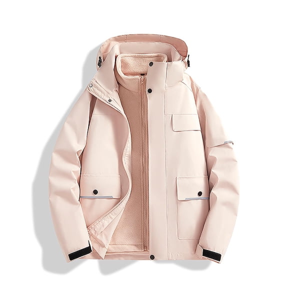 Maoxin Mens Jacket Men's Stitching Drawstring Hooded Slim Fashion Jacket Coat Outwear Jackets for Men , Pink , M