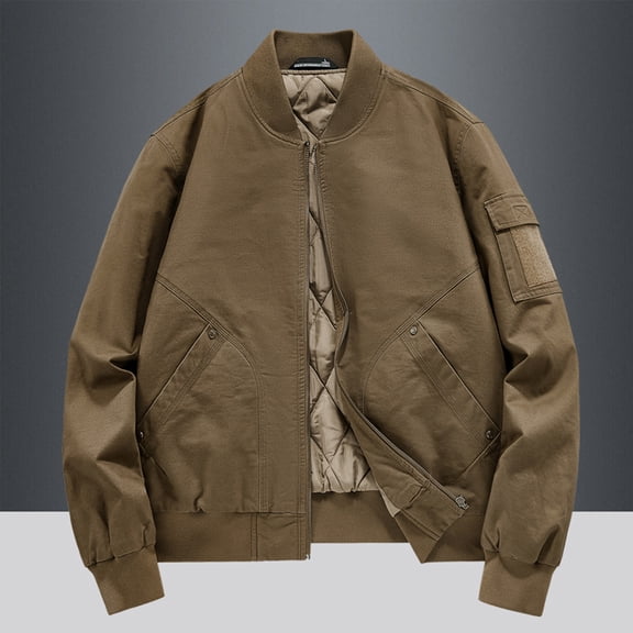 Maoxin Mens Jacket Men's Stitching Drawstring Hooded Slim Fashion Jacket Coat Outwear Plus Size Jacket for Men , Khaki , M