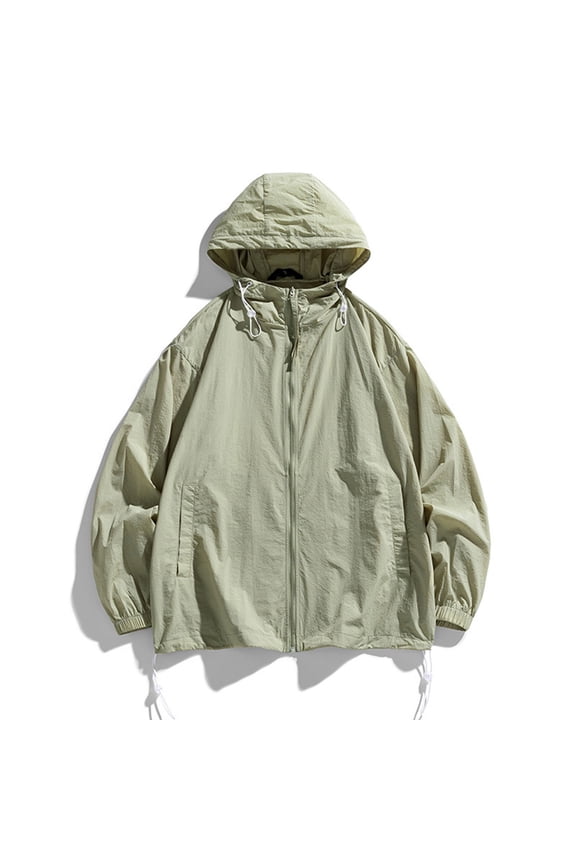 Mens Jacket Men's Sunscreen Suit Long Sleeved Hooded Casual Jacket Jacket Coats , Army Green , M