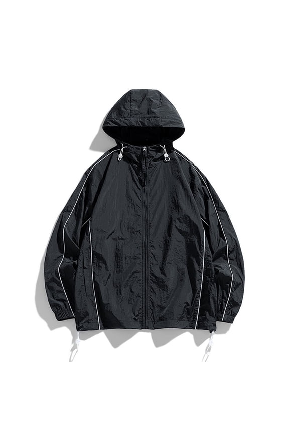 Mens Jacket Men's Sunscreen Suit Long Sleeved Hooded Casual Jacket Jacket Coats , Black , M