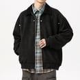 thumbnail image 1 of Maoxin Mens Jacket Men's Vintage Motorcycle Corduroy Solid Color Zipper Pocket Long Sleeved Casual Jacket Black L, 1 of 4