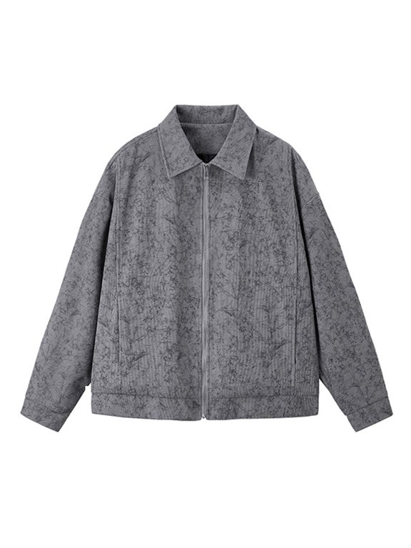 Mens Jacket Men's Vintage Motorcycle Corduroy Solid Color Zipper Pocket Long Sleeved Casual Jacket Gray 5XL