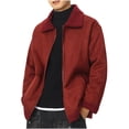 thumbnail image 1 of Maoxin Mens Jacket Men's Vintage Warm Solid Color Zipper Pocket Long Sleeved Casual Jacket Red L, 1 of 7