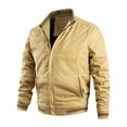 thumbnail image 1 of Maoxin Mens Jacket Men's Vintage Warm Solid Color Zipper Pocket Long Sleeved Casual Jacket Yellow L, 1 of 3