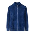 thumbnail image 1 of Maoxin Mens Jackets Men's Cardigan Casual Stand Up Collar Knitted Jacket Fashionable Zipper Cardigan Blue 2XL, 1 of 6