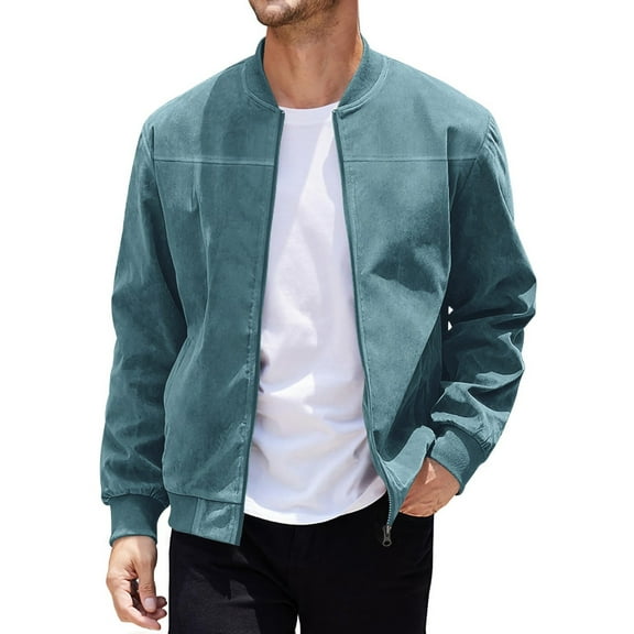 Maoxin Mens Jackets Men's Casual Jacket Men's Casual Plus Size Suede Zipper Men's Jacket Long Sleeved Hooded Casual Jacket/jacket Light Blue M