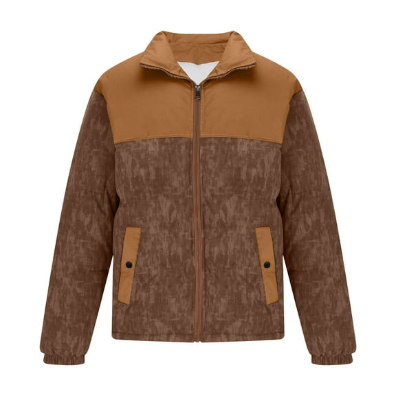 Maoxin Mens Jackets Men's Fashion Solid Color Long Sleeve Hoodless Casual Outwear Jackets Coffee XL