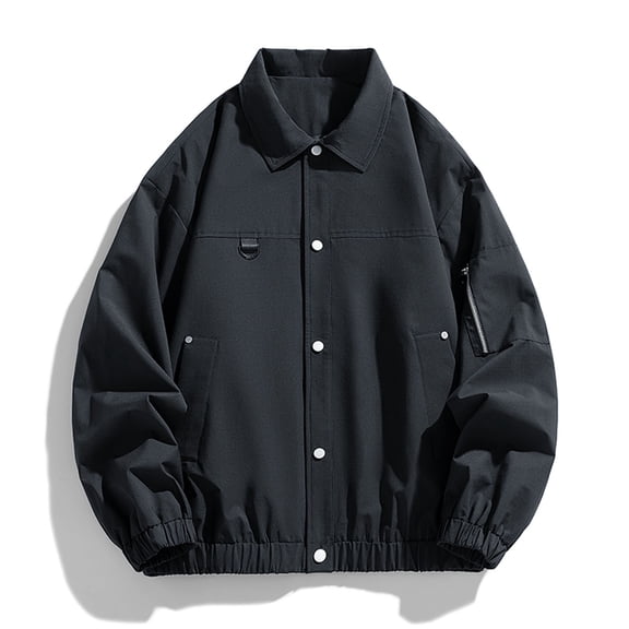 Maoxin Mens Jackets Men's Stitching Drawstring Hooded Slim Fashion Jacket Coat Outwear Black L