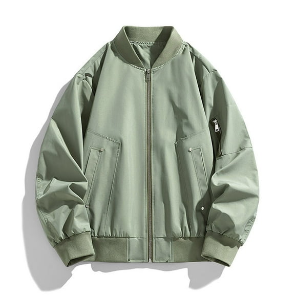 Maoxin Mens Leather Jacket Men's Casual Loose Fitting Long Sleeved Hooded Jacket Long Sleeve Hoodless Faux Leather Outwear Jackets for men Green 6XL