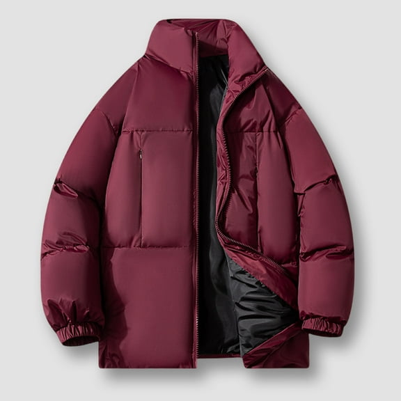 Maoxin Mens Tops Fashionable Men's Solid Color Long Sleeve Hoodless Casual Outwear Jackets Wine 3XL