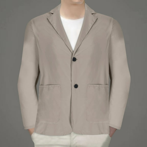 Maoxin Mens Tops Men's Casual Fashion Sports Thin Solid Color Long-sleeved Hoodless Casual Coat/jacket Khaki 3XL