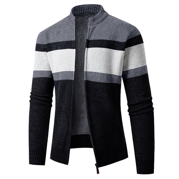 Maoxin Mens Tops Men's Casual Winter Standing Collar Long Sleeved Hooded Zipper Jacket Long Sleeve Hoodless Casual Outwear Jackets Gray L