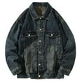 thumbnail image 1 of Maoxin Mens Tops Men's Denim Jacket Loose Casual Denim Jacket Men's Long Sleeved Hooded Jacket/jacket Dark Blue 3XL, 1 of 7