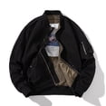 thumbnail image 1 of Maoxin Mens Tops Men's Solid Color Casual Loose Fitting Long Sleeved Hooded Baseball Uniform Jacket Long Sleeve Hoodless Casual Outwear Jackets Black 3XL, 1 of 3