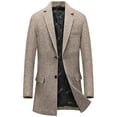 thumbnail image 1 of Maoxin Mens Tops Men's Solid Color Pocket Zipper Long Sleeved Double-layer Collar Wool Coat Khaki 4XL, 1 of 7