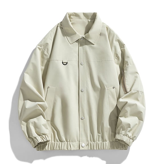 Maoxin Mens Tops Men's Stitching Drawstring Hooded Slim Fashion Jacket Coat Outwear Khaki 4XL