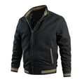 thumbnail image 1 of Maoxin Mens Tops Men's Vintage Warm Solid Color Zipper Pocket Long Sleeved Casual Jacket Black 4XL, 1 of 3