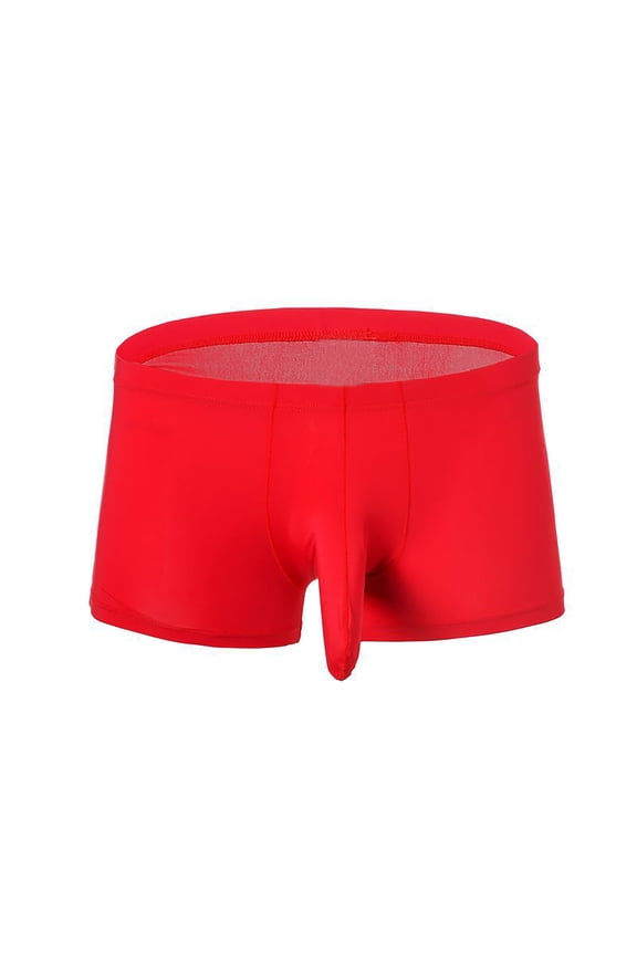 Mens Underwear Boxer Briefs Solid Briefs Fashion Underwear Personalized Mid-waist Hoop Panties Buttock Covering Briefs Boxer Briefs Red L