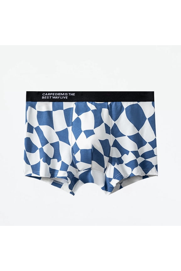 Mens Underwear Digital Printing Breathable Close Fitting Underpants Comfortable Boxers Man Underwear Blue L