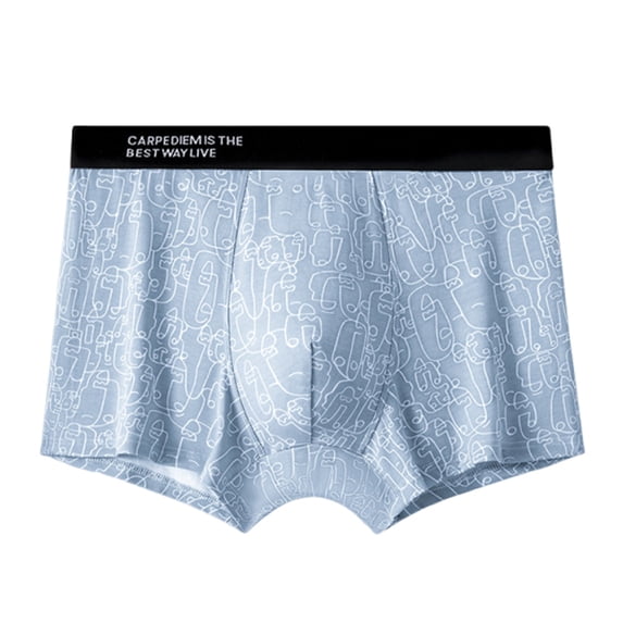 Maoxin Mens Underwear Digital Printing Breathable Close Fitting Underpants Comfortable Boxers Man Underwear Light Blue 2XL