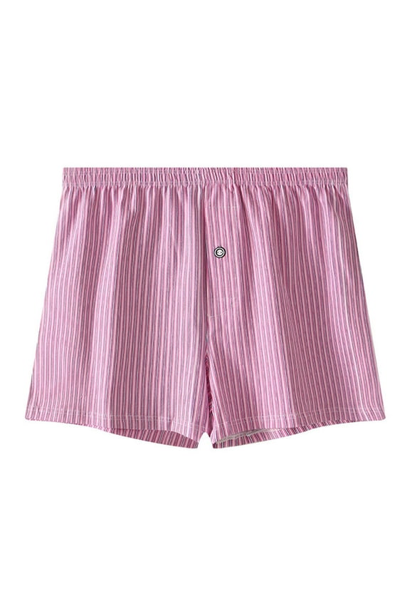 Mens Underwear Loose Breathable Sports Home Four Corner Pants Striped Button Flat Corner Underwear Boxers Man Underwear Pink L