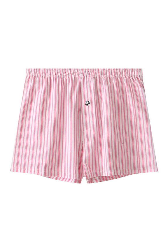 Mens Underwear Loose Breathable Sports Home Four Corner Pants Striped Button Flat Corner Underwear Boxers Man Underwear Pink XL