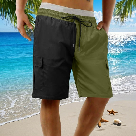 Maoxin Shorts Men Men Casual Fashion Patchwork Shorts With Multi pocket Button Zipper Elastic Waist Shoort Pants