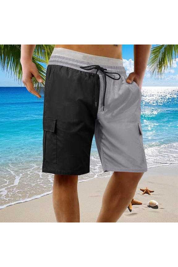 Shorts Men Men Casual Fashion Patchwork Shorts With Multi pocket Button Zipper Elastic Waist Shoort Pants