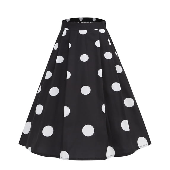 Maoxin Skirt for Women Woman Summer Printing Fold Elastic Waist Self Cultivation Skirt ,Black,XL