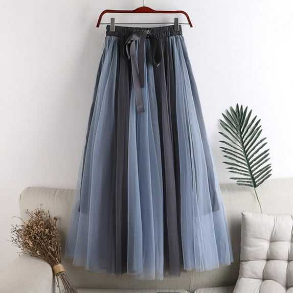 Maoxin Skirt for Women Woman Temperament Toning High Waist Slim Line Net Yarn Puffy Skirt ,Gray,Free Size