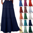 thumbnail image 1 of Women's Skirt Bohemian Style Loose Fitting Casual High Waisted Half Length Skirt Summer Maxi Skirts for Women Size S-2XL(US 4-12), 1 of 8