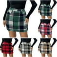 thumbnail image 1 of Skirts for Women Check Print High Waist Tight Pencil Skirt Summer Sexy Bag ButtocksSpicy Girl Half Body Short Skirt, 1 of 7