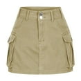 thumbnail image 1 of Maoxin Skirt for Women Women's Zipper Button High Waist Short Skirt Summer Solid Irregular Pockets Skirt ,Khaki,S, 1 of 4