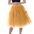 thumbnail image 1 of Maoxin Skirt for Women Womens Pleated Gauze Knee Length Skirt Adult Dancing Skirt ,Gold,Free Size, 1 of 3