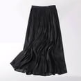 thumbnail image 1 of Maoxin Skirts for Women Women's Summer New High Waist Cool And Comfortable line Skirt Large Size Temperament Elastic Waist Mid Length Skirt ,Black,Free Size, 1 of 4