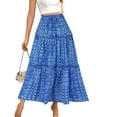 thumbnail image 1 of Maoxin Skirts for Women Ladies Printed Bohemian Commuting Elastic Waist Drawstring Skirt Plus Size Skirts for Women,Blue,5XL, 1 of 7