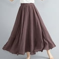 thumbnail image 1 of Maoxin Skirts for Women Women Casual Summer Large Solid Elastic Waist Flax line Ankle Skirt ,Brown,Free Size, 1 of 6