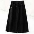 thumbnail image 1 of Maoxin Skirts for Women Women‘s Casual Loose High Waisted Mid Length Pleated Split Button Pocket Skirt ,Black,L, 1 of 7