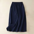 thumbnail image 1 of Maoxin Skirts for Women Women‘s Casual Loose High Waisted Mid Length Pleated Split Button Pocket Skirt ,Blue,L, 1 of 7