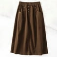 thumbnail image 1 of Maoxin Skirts for Women Women‘s Casual Loose High Waisted Mid Length Pleated Split Button Pocket Skirt ,Coffee,XL, 1 of 4