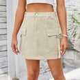 thumbnail image 1 of Maoxin Skirts for Women Women's Fashion Solid Color Elastic Waist Cowboy Cargo Skirt ,Khaki,2XL, 1 of 5
