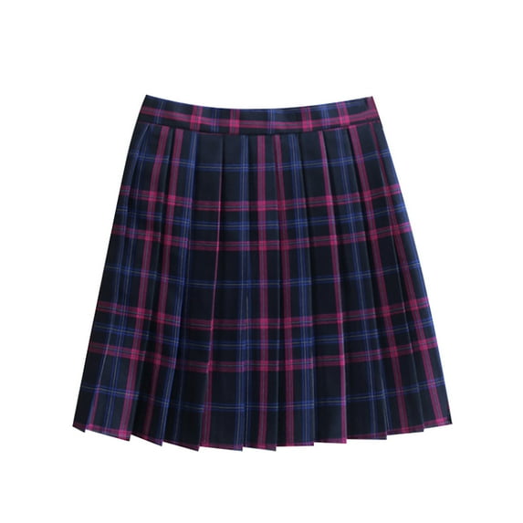 Maoxin Skirts for Women Women's Short Skirt Plaid Retro Pleated Skirt Uniform Role playing Costume ,Hot Pink,XL