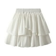 thumbnail image 1 of Maoxin Skirts for Women Women's Summer Solid Color Ruffled Elastic Waist line Short Skirt ,White,Free Size, 1 of 7