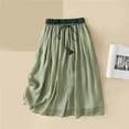 thumbnail image 1 of Maoxin Skirts for Women Women's Summer Solid Embroidery Elastic Waist Linen Ankle Skirt ,Green,XL, 1 of 3