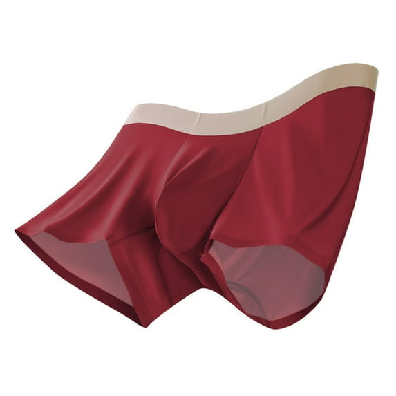 Maoxin Underwear For Men Pack Ice Silk Loose Frivolous Breathable Elastic Exercise Home Flat Angle Underpants Underwear Men Wine 2XL